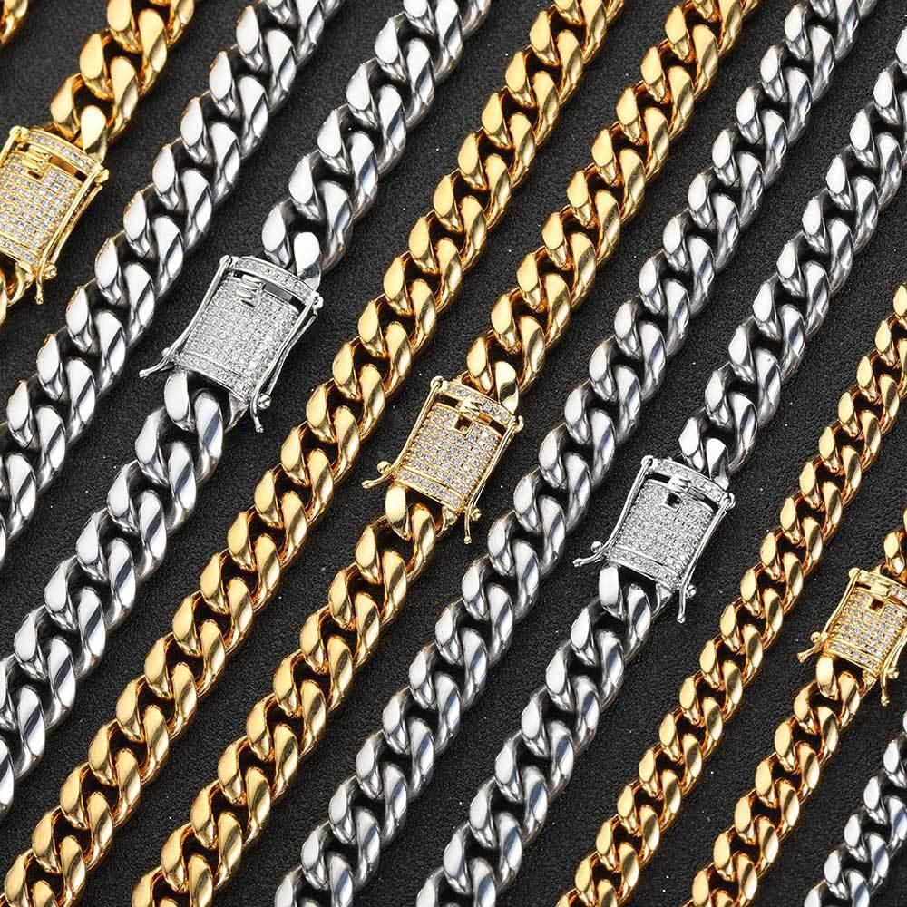 Stainless Steel Iced Out Cuban Chain Zircon Necklace for Men | Caratix Jewelry - CaratixJewelry