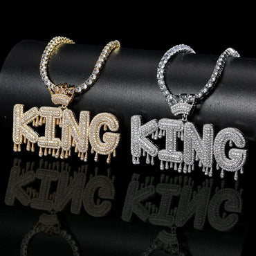 ATM Dollar Letter Pendant Necklace with T-Shaped Zircon Stones for Men | Caratix Jewelry - CaratixJewelry