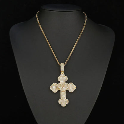 Iced Out Broken Heart Cross Pendant Necklace Zircon Chrome Heart Crossr Style | Caratix Jewelry - CaratixJewelry