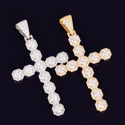 Iced Out Classic Cross Pendant | Men's Essential Hip Hop Necklace | Premium Copper CZ Religious Jewelry | Timeless Look | Caratix - CaratixJewelry