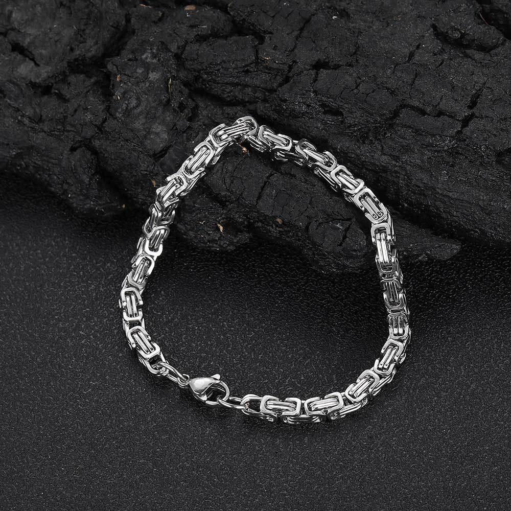 4mm Byzantine Chain Stainless Steel Bracelet with 18K Gold for Men | Caratix Jewelry - CaratixJewelry