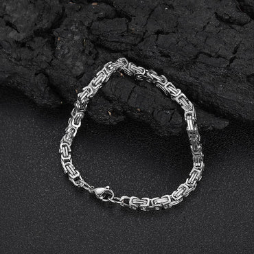4mm Byzantine Chain Stainless Steel Bracelet with 18K Gold for Men | Caratix Jewelry - CaratixJewelry