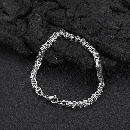 4mm Byzantine Chain Stainless Steel Bracelet with 18K Gold for Men | Caratix Jewelry - CaratixJewelry