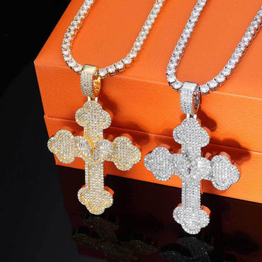 Broken Heart Cross S925 Silver Moissanite Rapper Chain Necklace | Caratix Jewelry - CaratixJewelry