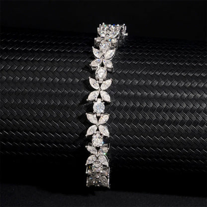 Marquise-Cut Moissanite Bracelet – S925 Sterling Silver Minimalist Iced-Out Unisex Hip Hop Streetwear Jewelry - CaratixJewelry