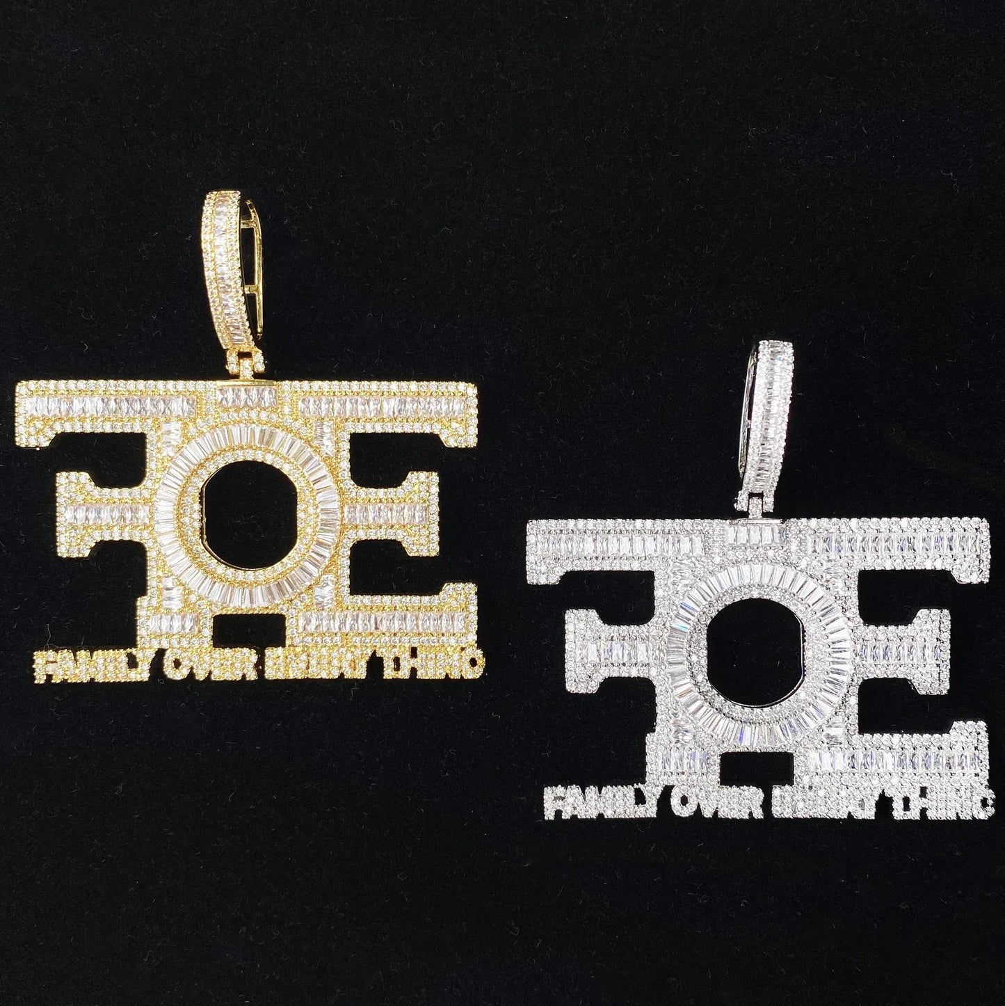 New Iced Out "FOE" Pendant | Women's "Family Over Everything" Necklace - CaratixJewelry