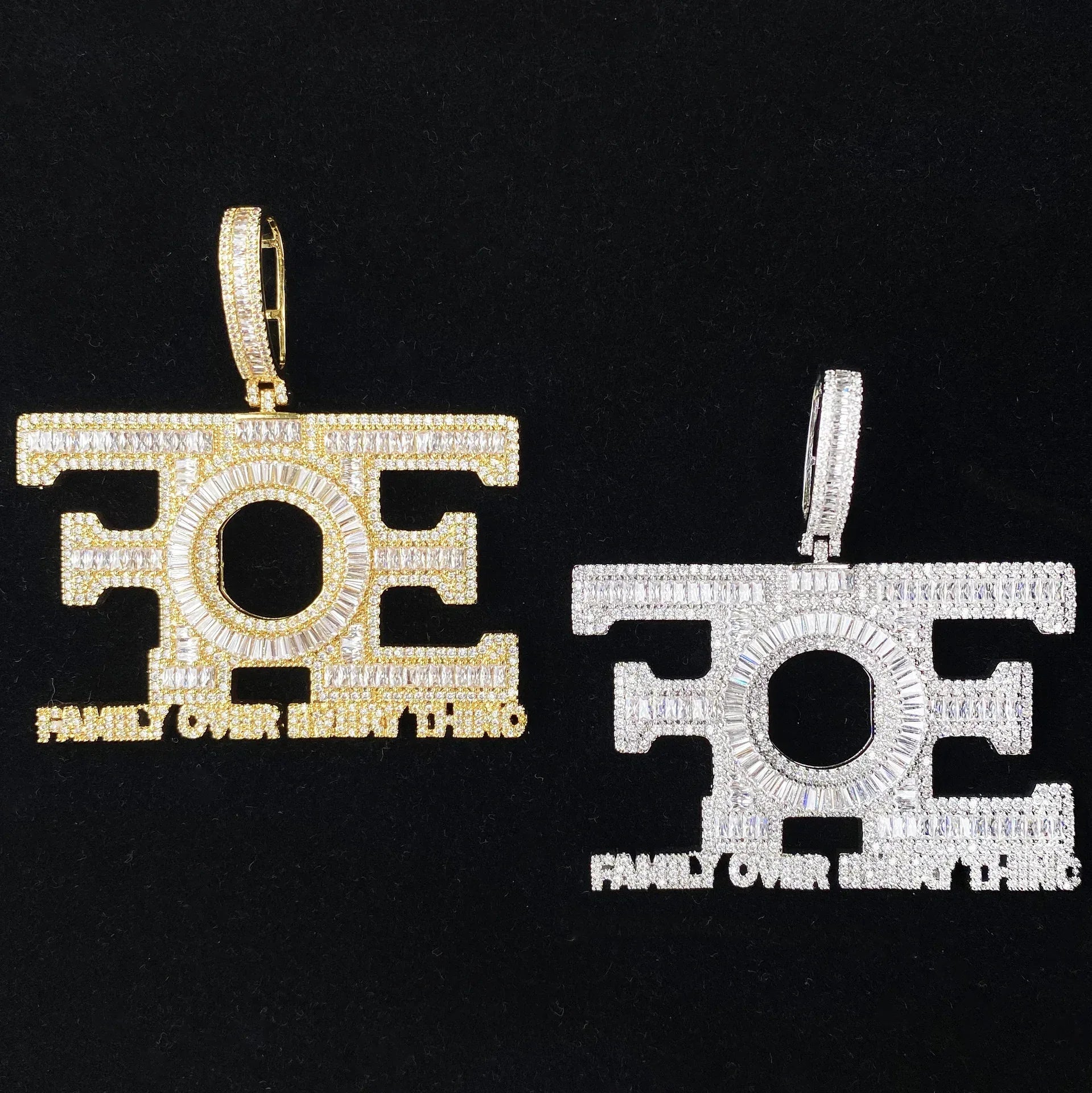 New Iced Out "FOE" Pendant | Women's "Family Over Everything" Necklace - CaratixJewelry