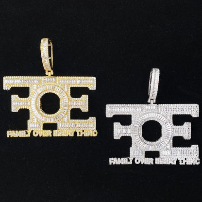 New Iced Out "FOE" Pendant | Women's "Family Over Everything" Necklace - CaratixJewelry