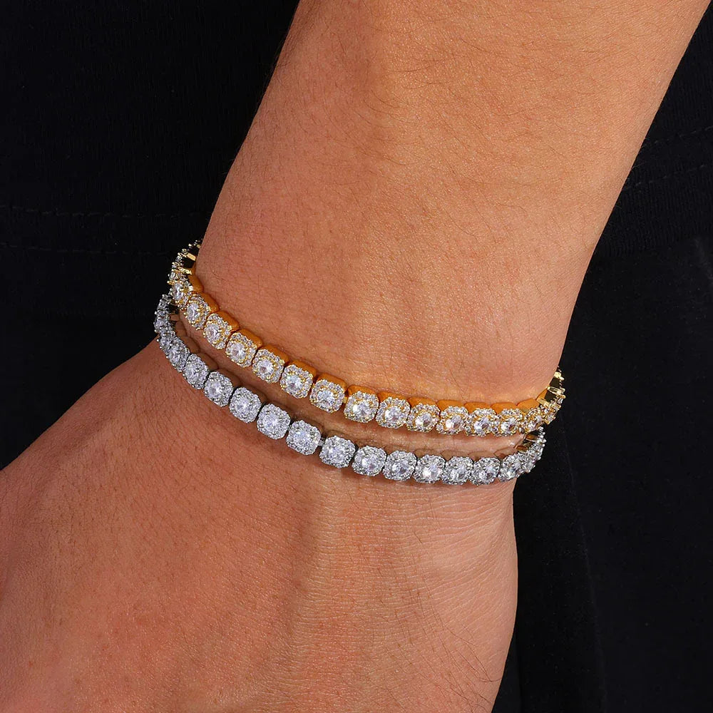 Custom 5mm S925 Silver Baguette Bracelet | Pro Flip-Clasp Bling Jewelry | Caratix - CaratixJewelry