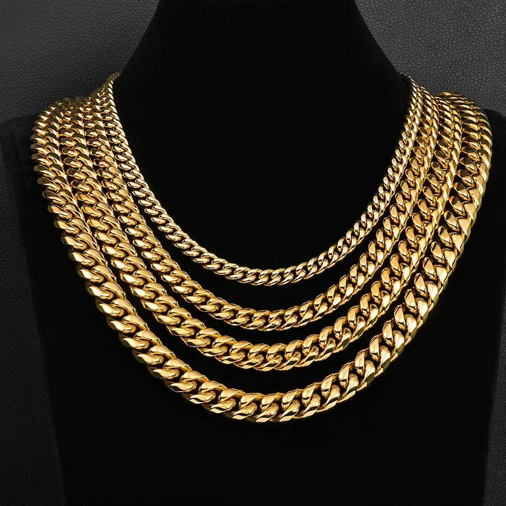 Polished Cuban Chain Necklace Stainless Steel Hip Hop Jewelry for Men | Caratix Jewelry - CaratixJewelry