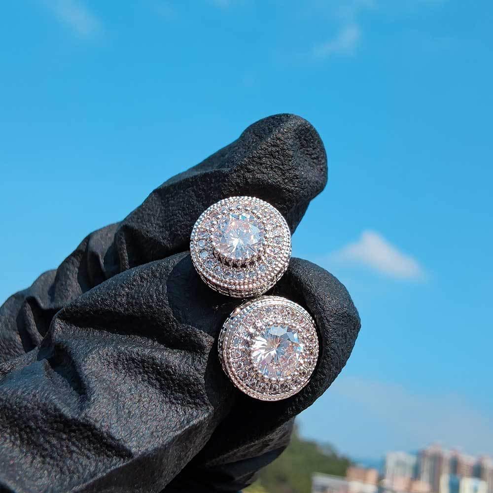 Round Full Zircon Stud Earrings for Men and Women | Trendy Hip Hop Jewelry | Caratix Jewelry - CaratixJewelry