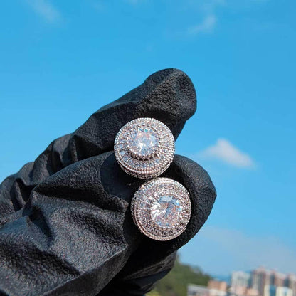 Round Full Zircon Stud Earrings for Men and Women | Trendy Hip Hop Jewelry | Caratix Jewelry - CaratixJewelry