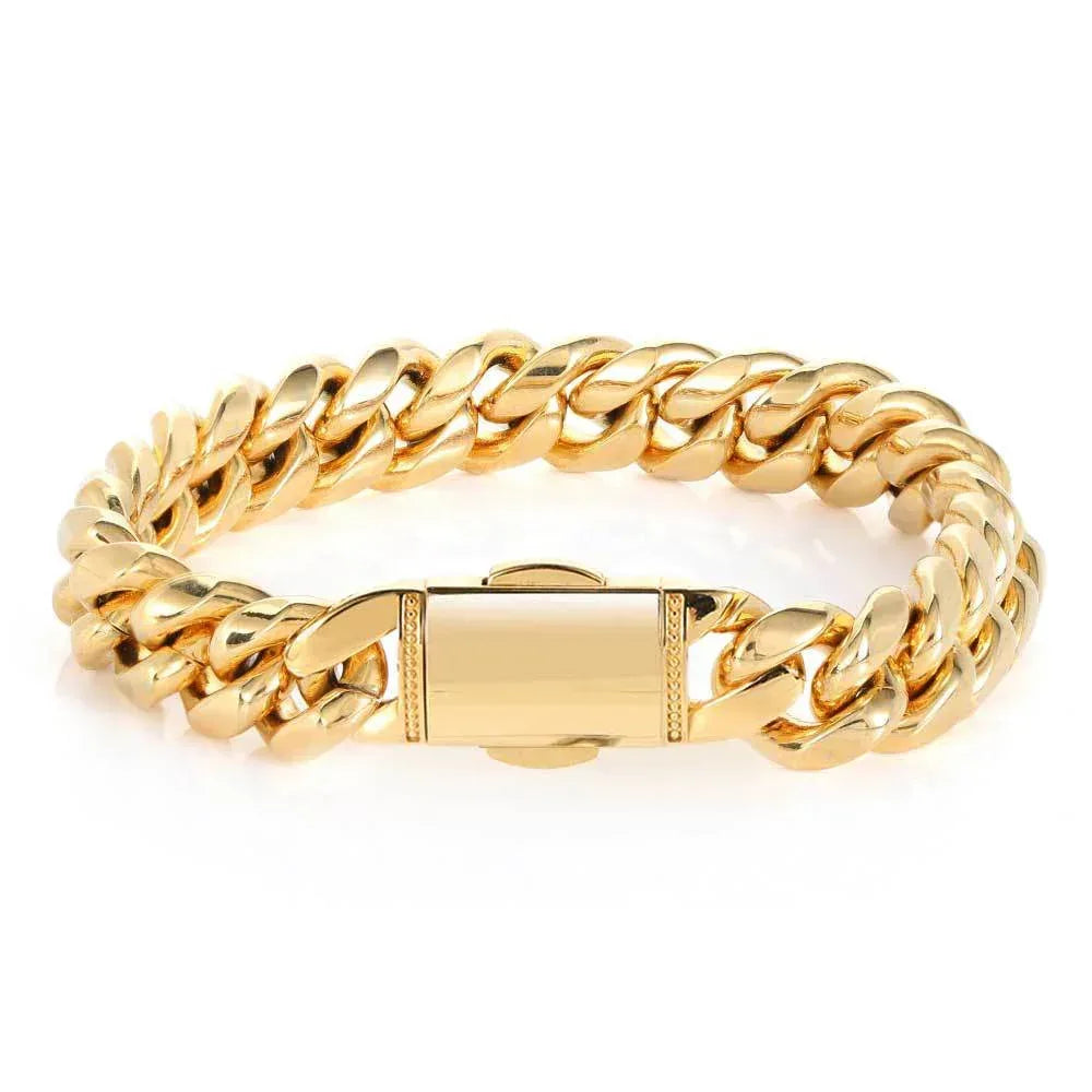 Iced Out Cuban Bracelet Stainless Steel Titanium | Caratix Jewelry - CaratixJewelry