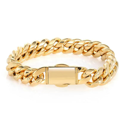Iced Out Cuban Bracelet Stainless Steel Titanium | Caratix Jewelry - CaratixJewelry