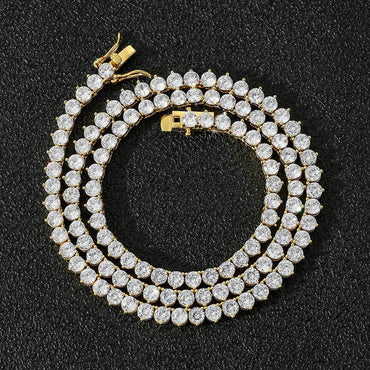 4mm Micro Pave Zircon Tennis Chain Necklace Single Row for Men & Women | Caratix Jewelry - CaratixJewelry