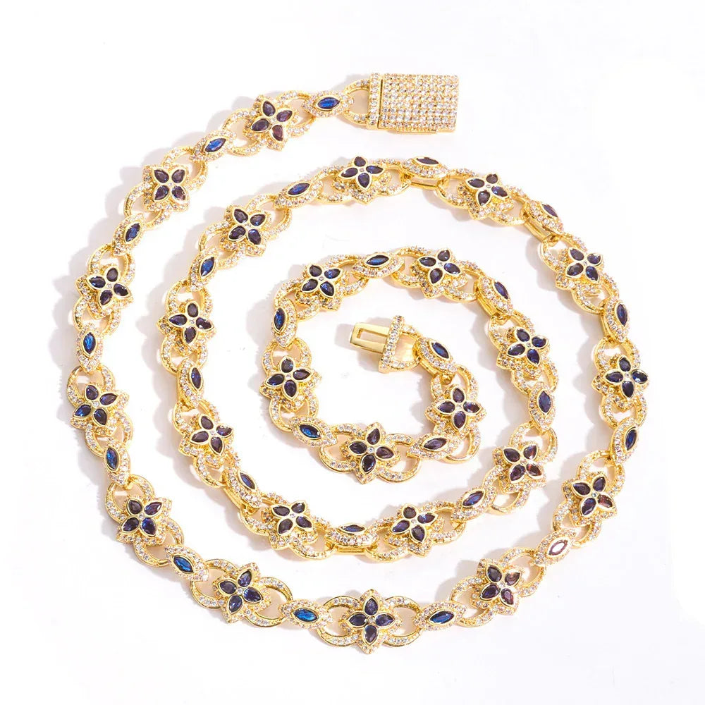 Men's Iced Out Evil Eye Infinity 8 Clover Chain | Flip Clasp Gold Chain Rapper Necklace | Custom Gemstone Bling | Caratix - CaratixJewelry
