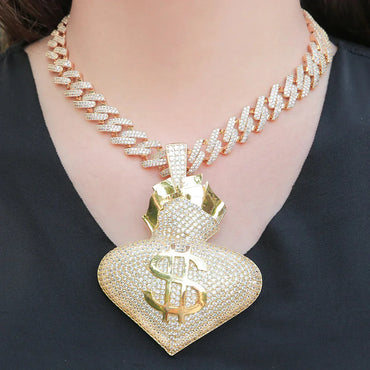 Men's Large Love Necklace | Premium Copper CZ Big Statement Jewelry Caratix - CaratixJewelry