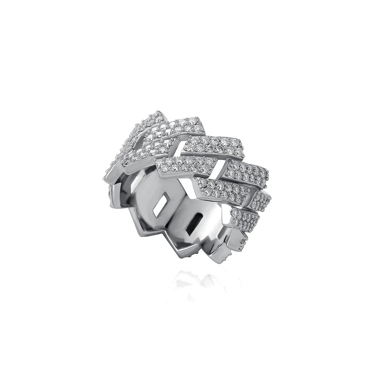 S925 Sterling Silver Moissanite Ring | Men's Iced Out Band Size 7-11 | Caratix