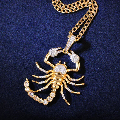 Iced Out Scorpion Pendant Necklace for Men – Hip Hop CZ Streetwear Jewelry - CaratixJewelry