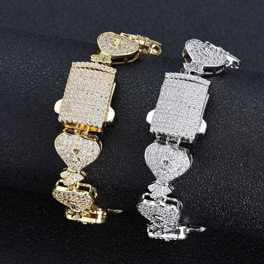 15mm Money Bag Cuban Link Bracelet with Zircon Hip Hop Jewelry - CaratixJewelry