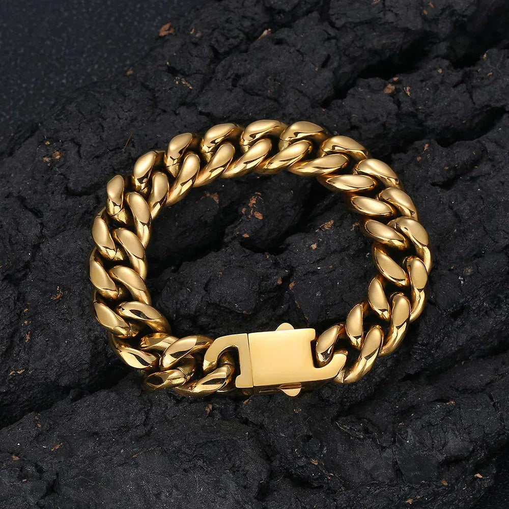 Miami Cuban Chain Necklace Stainless Steel Titanium Hip Hop Jewelry for Men | Caratix Jewelry - CaratixJewelry