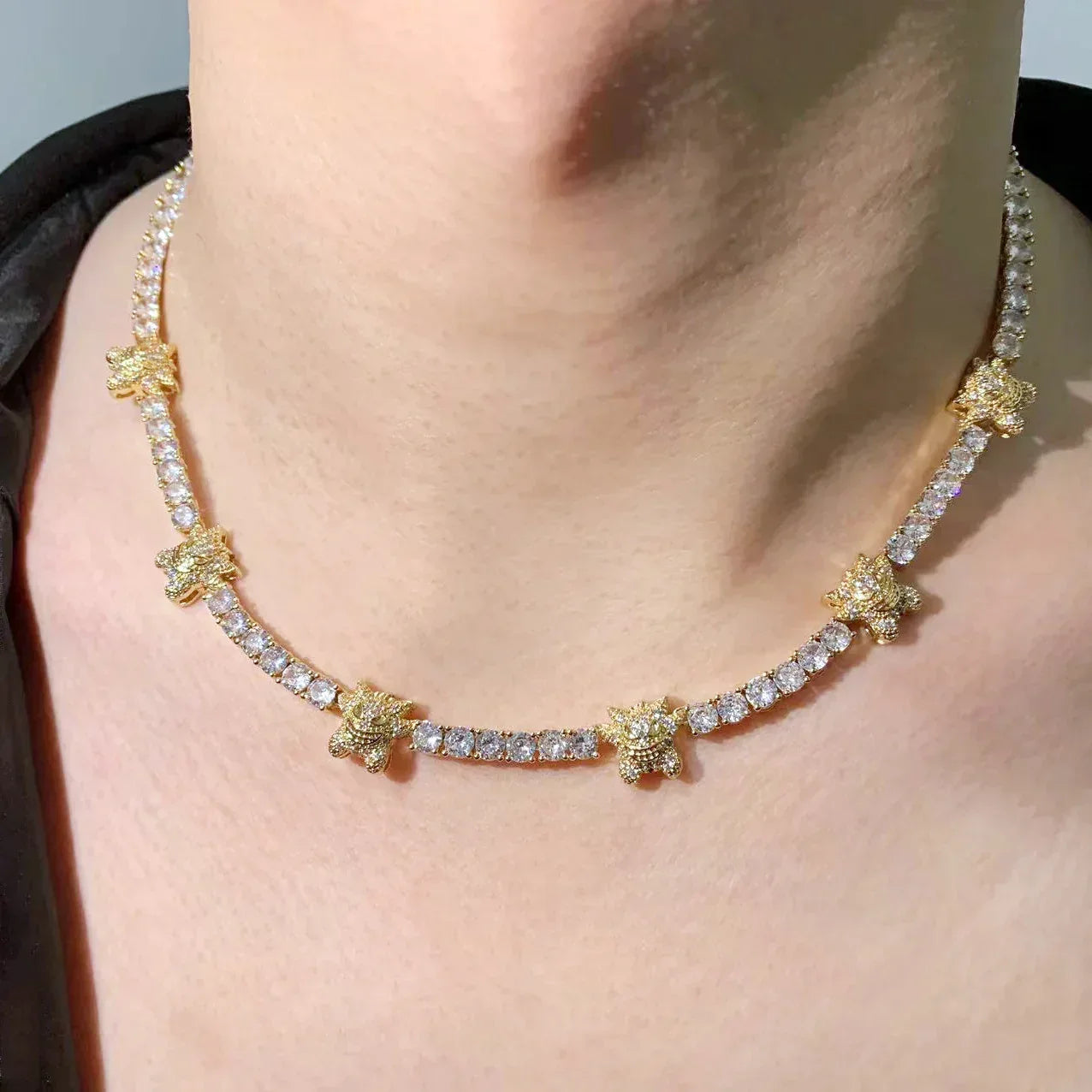 4mm Iced Out Tennis Chain Necklace with Cute Character Zircon | Hip Hop Jewelry | Caratix Jewelry - CaratixJewelry