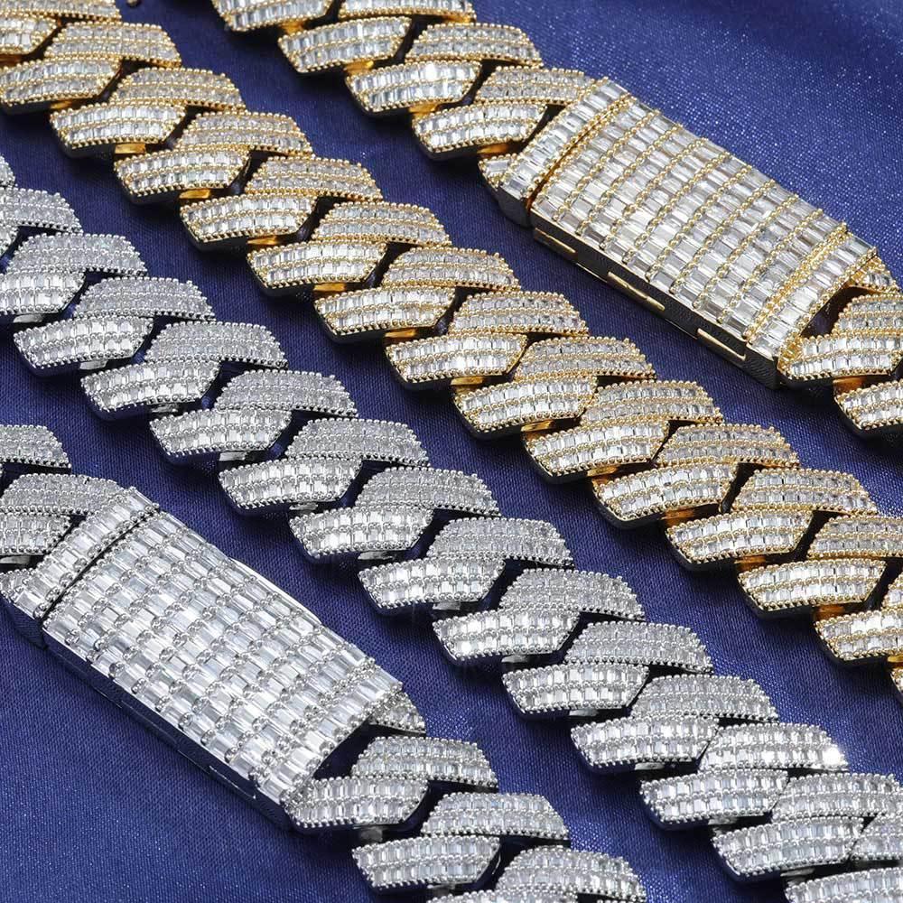 20mm Double-Row T-Bar Moissanite Cuban Link Chain for Men – S925 Sterling Silver Luxury Hip Hop Necklace - CaratixJewelry