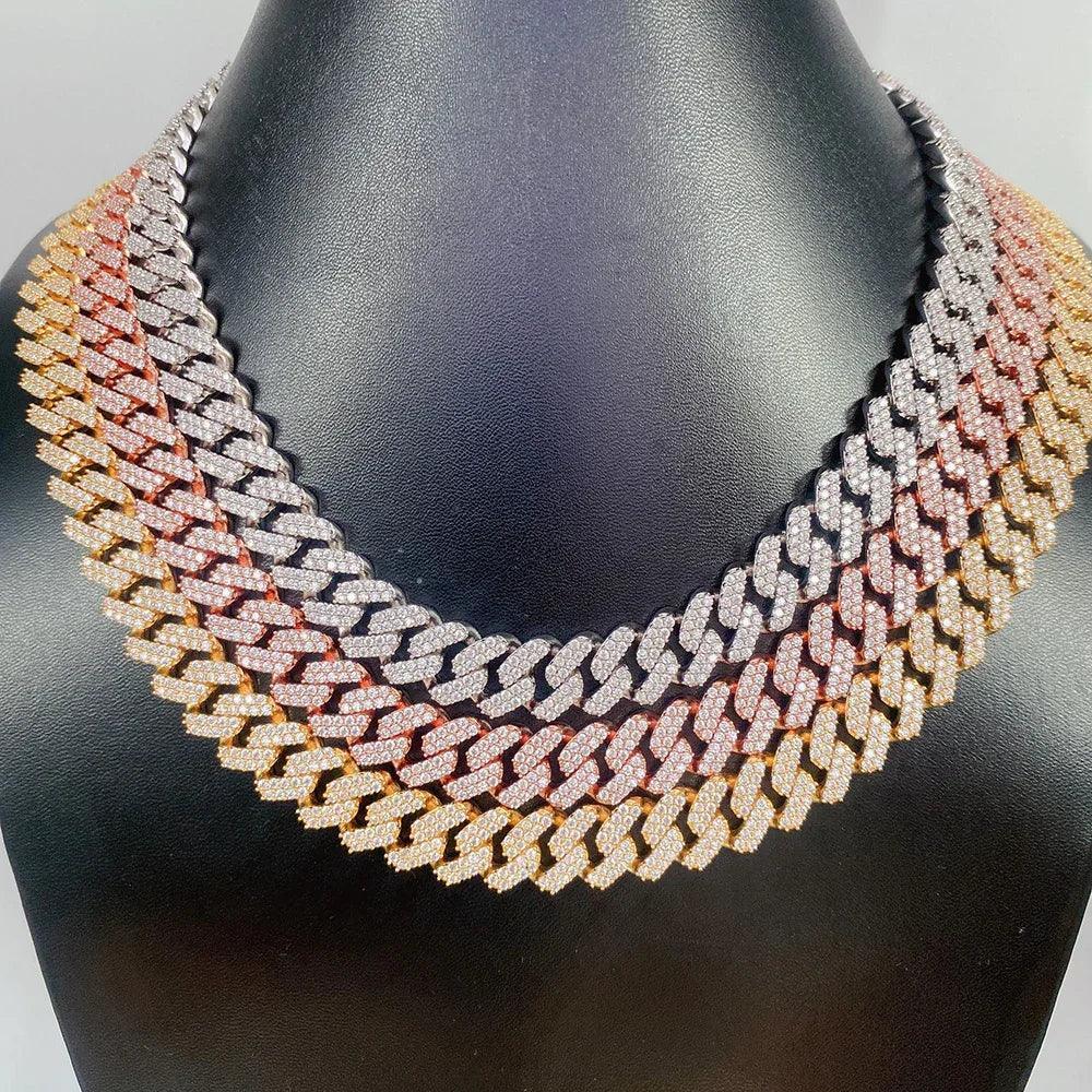12.6mm Double-Row Moissanite Cuban Link | S925 Silver Men’s Hip Hop Chain - CaratixJewelry