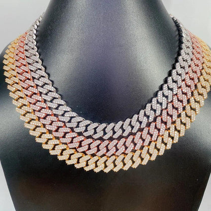 12.6mm Double-Row Moissanite Cuban Link | S925 Silver Men’s Hip Hop Chain - CaratixJewelry