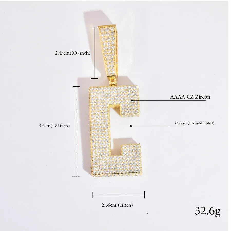 Iced Out Letter Pendant | DIY CZ Initial Hip Hop Necklace for Trendy Streetwear - CaratixJewelry