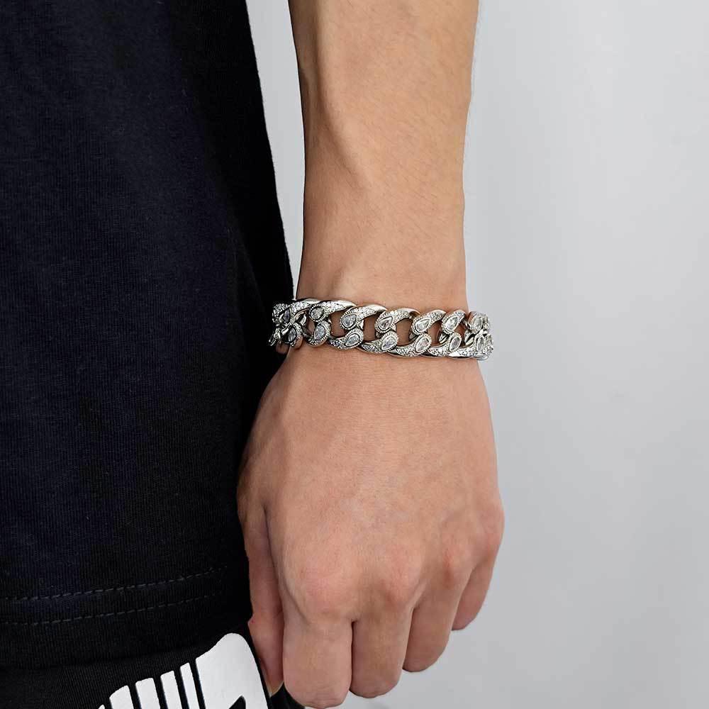 16mm Eyeglass Link Cuban Chain Bracelet Zircon for Men | Caratix Jewelry - CaratixJewelry