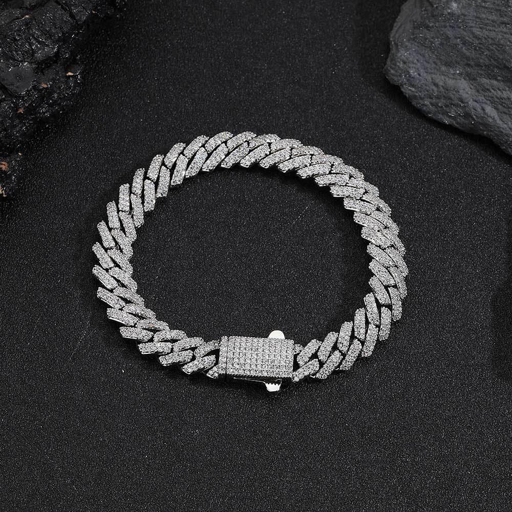 8mm Iced-Out Cuban Link Bracelet with -Shaped Zircon - CaratixJewelry