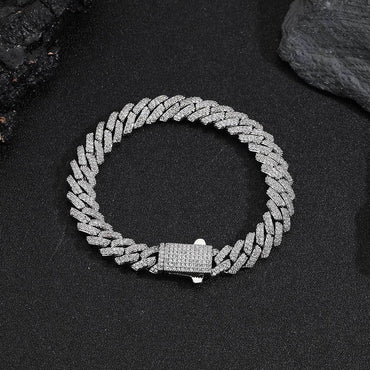 8mm Iced-Out Cuban Link Bracelet with -Shaped Zircon - CaratixJewelry
