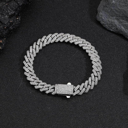 8mm Iced-Out Cuban Link Bracelet with -Shaped Zircon - CaratixJewelry