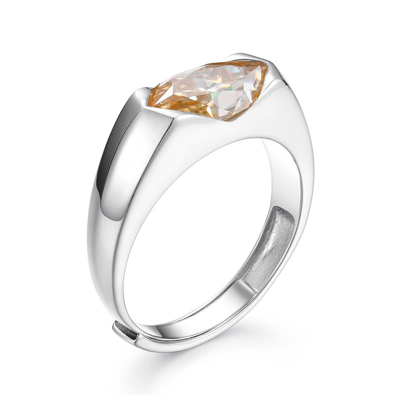 Moissanite Eye of Horus Ring 925 Silver Adjustable | Caratix