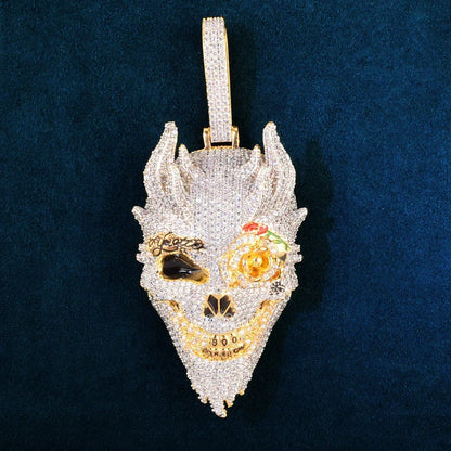 Iced Out Skull Pendant Necklace | CZ Hip Hop Vintage Streetwear Men’s Jewelry - CaratixJewelry
