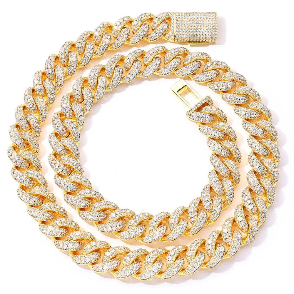 Bold Moissanite Cuban Link Chain – S925 Sterling Silver Iced-Out Hip Hop Men’s Luxury Statement Streetwear Necklace - CaratixJewelry
