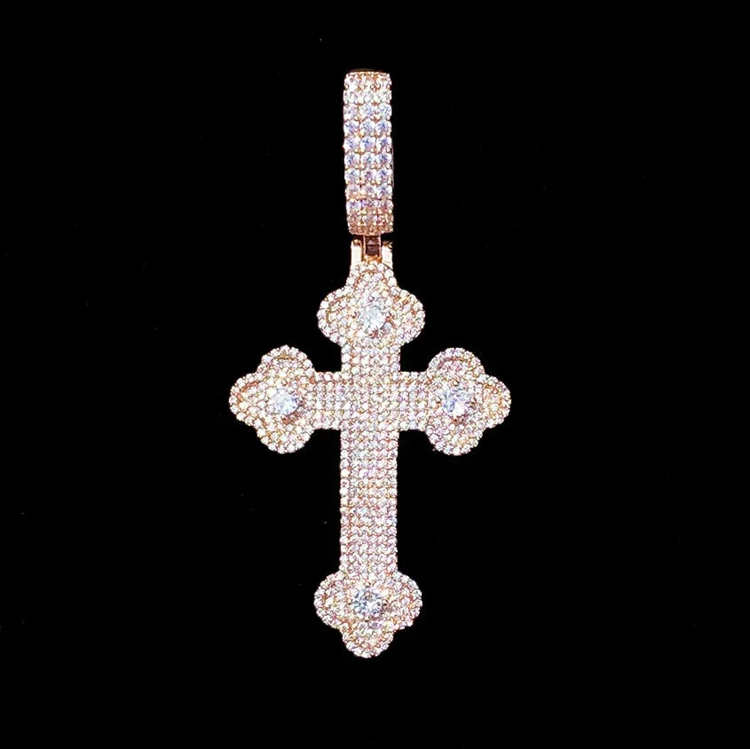 Iced Out "Cloud Cross" Pendant | Men's Real Copper CZ Necklace - CaratixJewelry