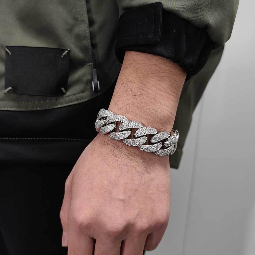 20mm 4-Row Zircon Bubble Cuban Chain Bracelet for Men | Caratix Jewelry - CaratixJewelry