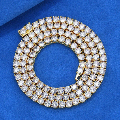 Zircon Spring Clasp Tennis Chain Necklace Hip Hop Jewelry Gold Chain Rapper Style for Men | Caratix Jewelry - CaratixJewelry