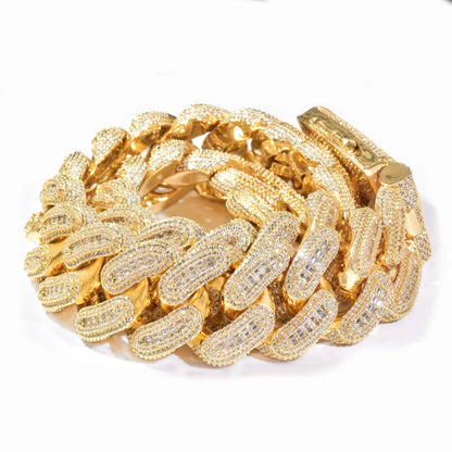 28mm Iced Out T-Shape Cuban Chain Necklace with Slanted Clasp | Unisex Hip Hop Jewelry | Caratix Jewelry - CaratixJewelry