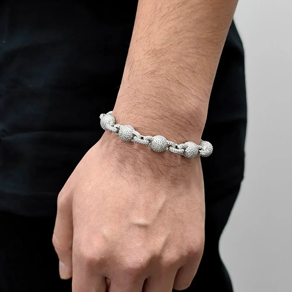 10.5mm Iced Out Zircon Bubble Bead Chain Bracelet for Men | Caratix Jewelry - CaratixJewelry