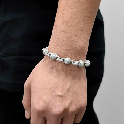10.5mm Iced Out Zircon Bubble Bead Chain Bracelet for Men | Caratix Jewelry - CaratixJewelry