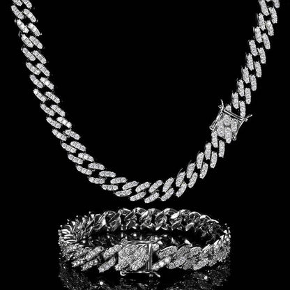 9mm Single Row Cuban Chain Necklace Zircon - CaratixJewelry