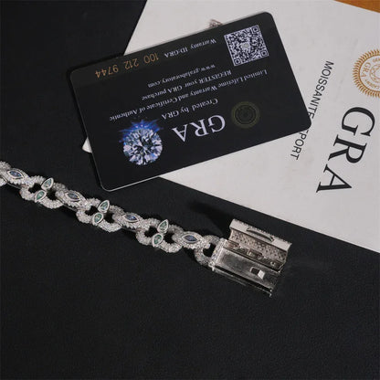 13mm Moissanite Cuban Link Bracelet with Figure-8 Clasp – S925 Sterling Silver Iced-Out Hip Hop Streetwear Jewelry - CaratixJewelry