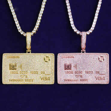 Luxury Iced Out Credit Card Pendant for Men | Hip Hop Money Statement Necklace | Genuine Copper CZ Jewelry | Senior Sense Bling | Caratix - CaratixJewelry