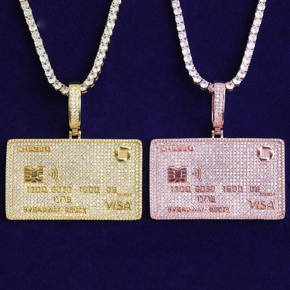 Luxury Iced Out Credit Card Pendant for Men | Hip Hop Money Statement Necklace | Genuine Copper CZ Jewelry | Senior Sense Bling | Caratix - CaratixJewelry