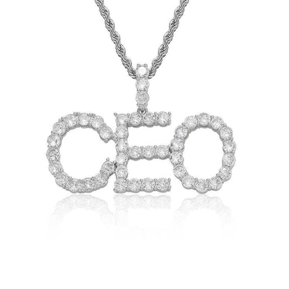 Letter Combination Pendant Necklace with Single Row Zircon Stones for Men | Caratix Jewelry - CaratixJewelry