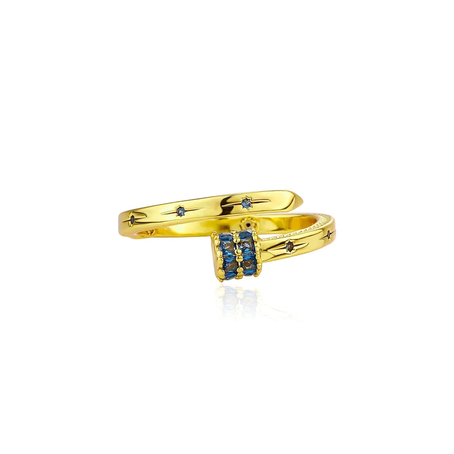 Luxury Blue Zirconia Nail Ring | Heavyweight Open Band Jewelry | Caratix