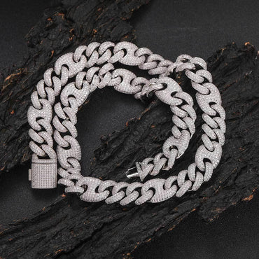 15mm 3:1 Pig Nose Bubble Cuban Chain Zircon Hip Hop Necklace for Men | Caratix Jewelry - CaratixJewelry